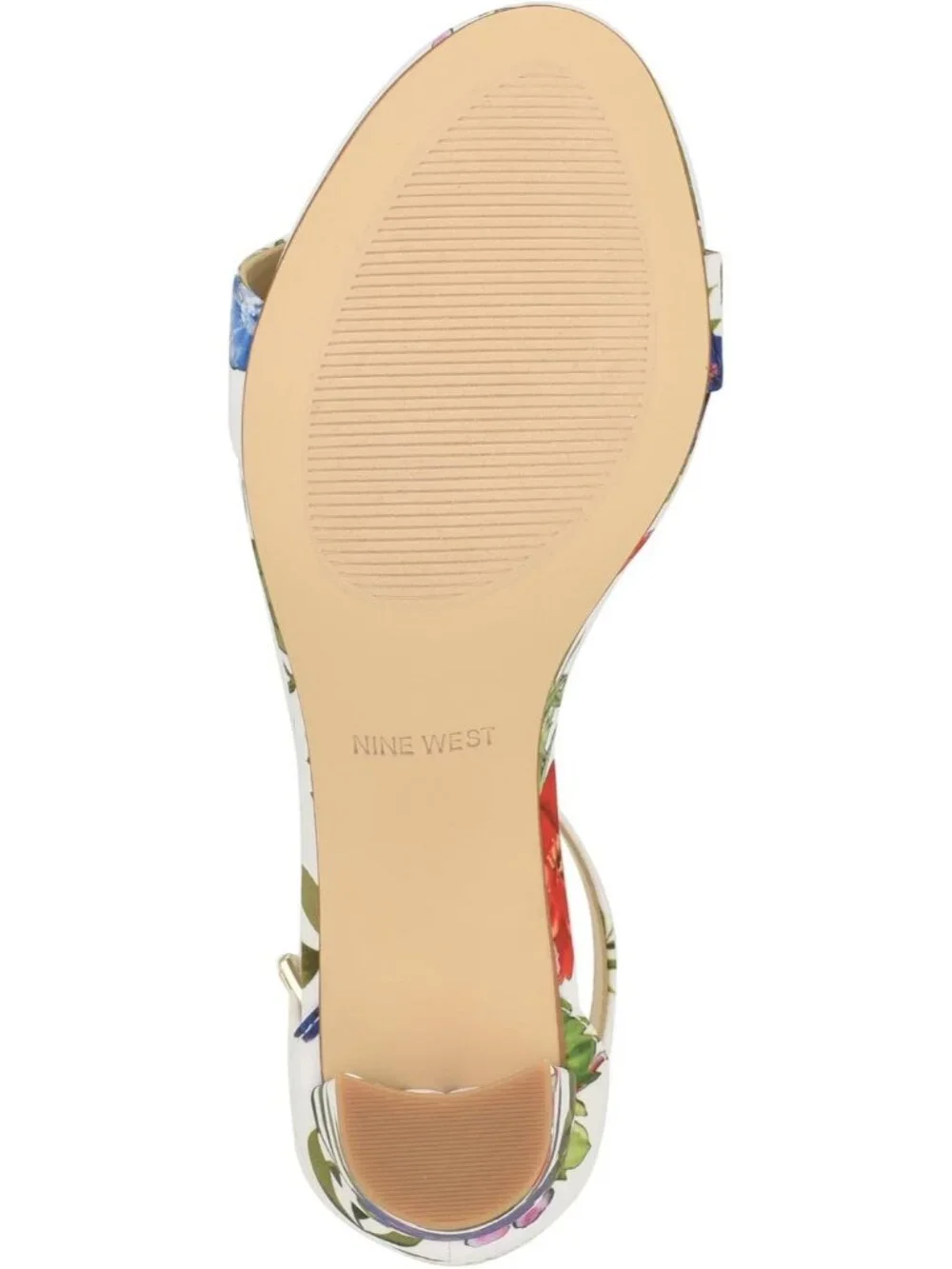 Women's White Floral Platform Round Toe Ankle Strap Wnpruce Heeled Sandal Shoes